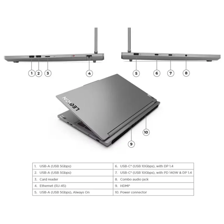لپ تاپ ۱۶ اینچی لنوو مدل Legion ۵ ۱۶IRX۹-i۷ ۱۴۶۵۰HX-۱۶GB DDR۵ ۵۶۰۰MHz-۱TB SSD-RTX۴۰۶۰-QHD ۱۶۵Hz