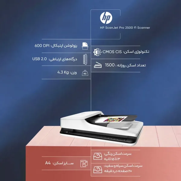 اسکنر تخت اچ پی مدل ScanJet Pro 2500 f1 - تصویر 7