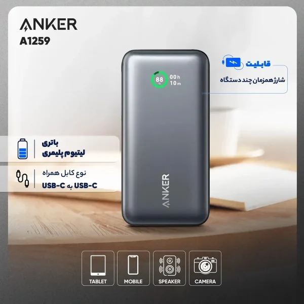پاوربانک 30 وات انکر مدل A1259 ظرفیت 10000 میلی آمپر ساعت - تصویر 2