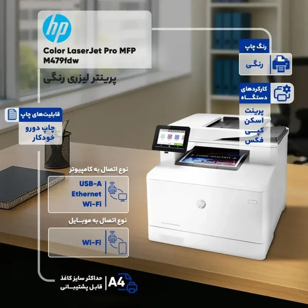 پرینتر لیزری رنگی اچ پی مدل Color LaserJet Pro MFP M479fdw - تصویر 2