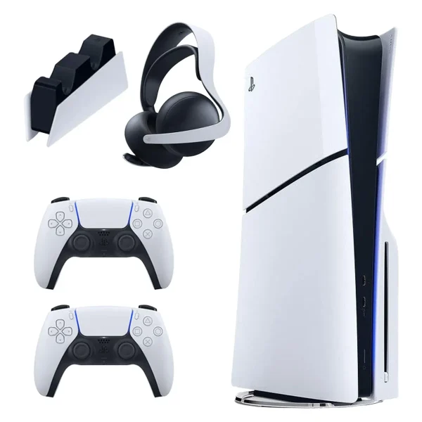 کنسول بازی سونی مدل PlayStation 5 Slim ظرفیت یک ترابایت ریجن 2016A اروپا به همراه دسته اضافی و پایه شارژر و هدست Elite - تصویر 1
