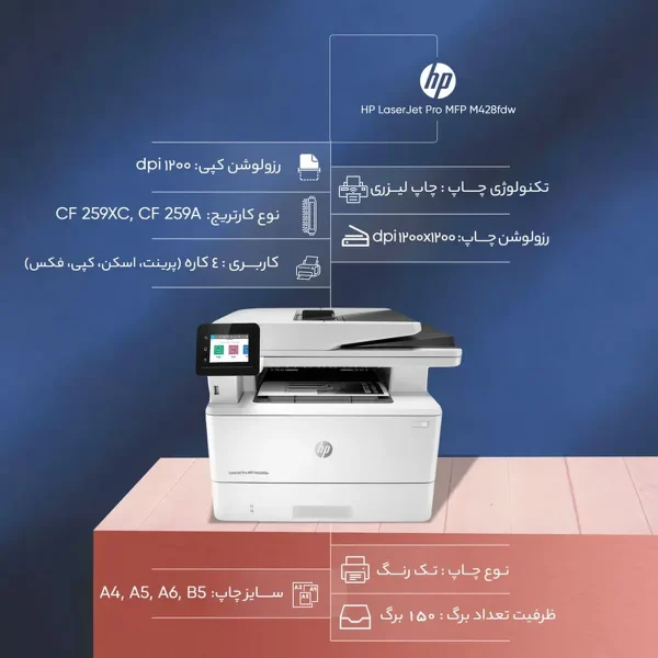 پرینتر چندکاره لیزری اچ پی مدل LaserJet Pro MFP M428fdw - تصویر 12