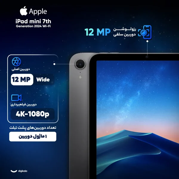 تبلت 8.3 اینچ اپل مدل iPad mini 7th Generation 2024 Wi-Fi ظرفیت 128 گیگابایت و رم 8 گیگابایت - تصویر 4