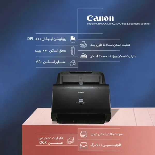 اسکنر اسناد کانن مدل imageFORMULA DR-C240 Office Document Scanner - تصویر 8