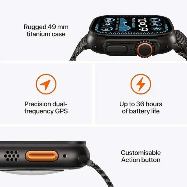 ساعت هوشمند اپل مدل Ultra 2 Black Titanium Case Ocean Band 49mm - تصویر 6