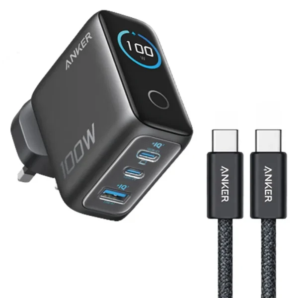 b121b_10 شارژر دیواری 100 وات سه پورت انکر مدل B121B به همراه کابل تبدیل USB-C - تصویر 1