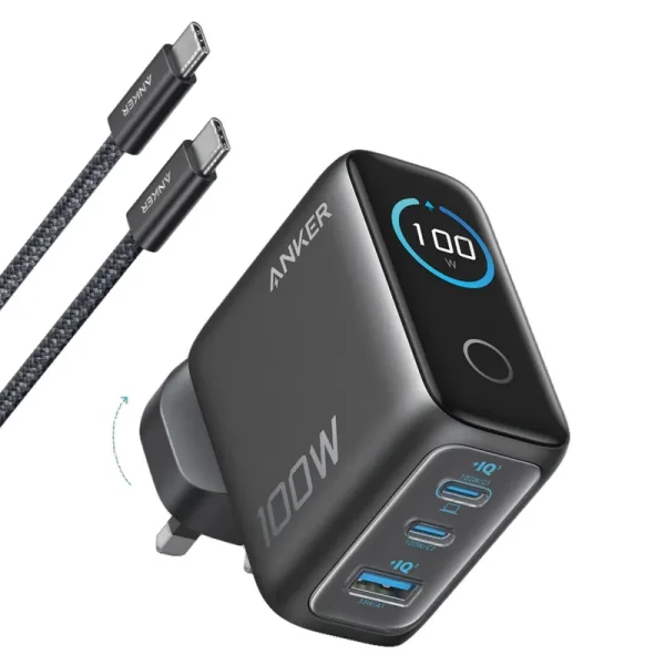 شارژر دیواری 100 وات سه پورت انکر مدل B121B به همراه کابل تبدیل USB-C - تصویر 8