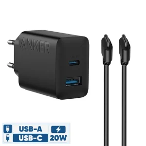 شارژر دیواری انکر Anker USB-C 20W Charger 2 Port Block With USB-C to USB-C Cable مدل B2348