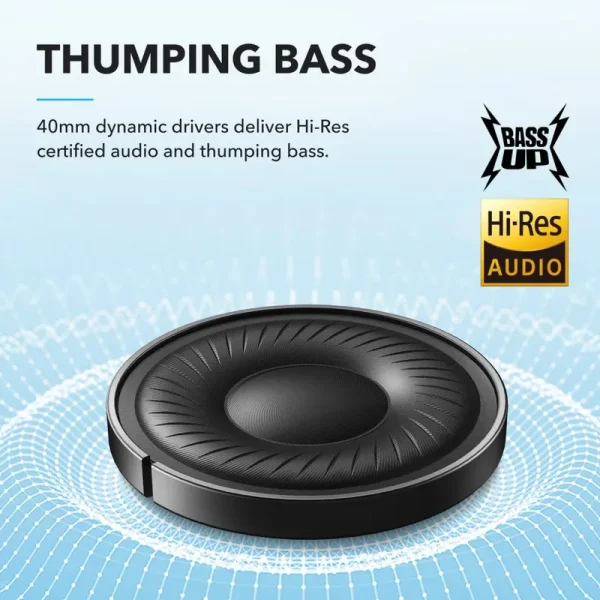 هدفون بلوتوثی انکر مدل Soundcore Q20i با نویز کنسلینگ فعال (ANC)، درگاه شارژ USB Type-C، دارای 2 میکروفون داخلی و 2 میکروفون خارجی، پشتیبانی از صدای Hi-Res از طریق کابل AUX - تصویر 2