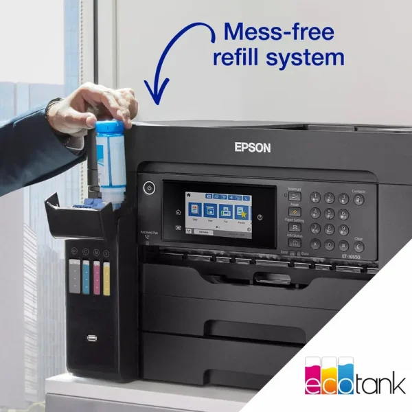 پرینتر جوهر افشان چندکاره رنگی اپسون مدل EcoTank L15150 با اتصال باسیم و بی‌سیم سایز چاپ A3+ با قابلیت چاپ دو رو - تصویر 12