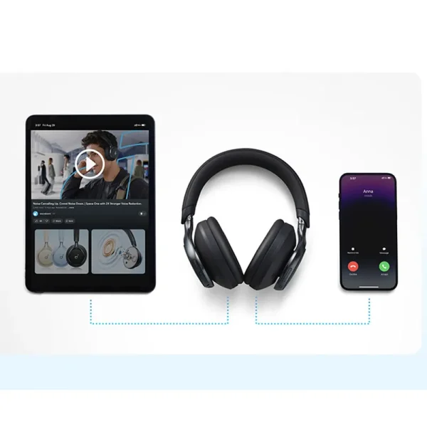 هدفون بی‌سیم انکر مدل Space One با نویز کنسلینگ فعال (ANC)، درگاه شارژ USB Type-C، مقاوم در برابر رطوبت و عرق - تصویر 8