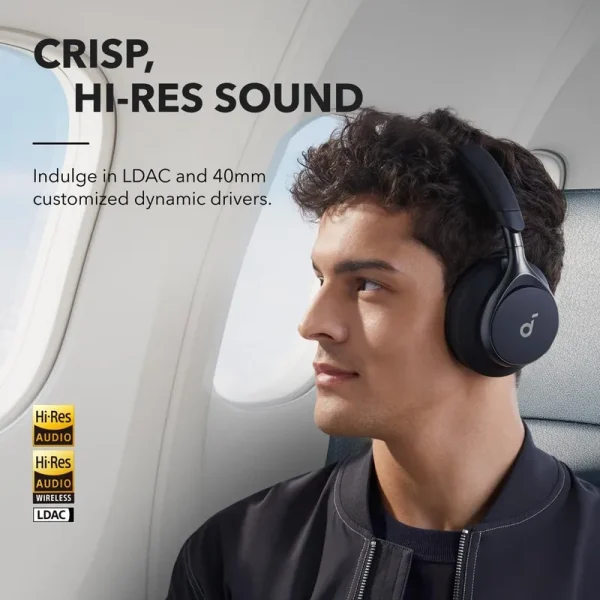 هدفون بی‌سیم انکر مدل Space One با نویز کنسلینگ فعال (ANC)، درگاه شارژ USB Type-C، مقاوم در برابر رطوبت و عرق - تصویر 5